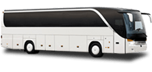 a plain white charter bus