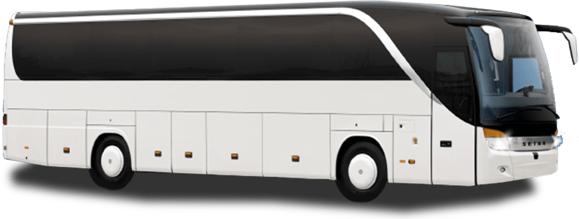 a plain white charter bus with a 